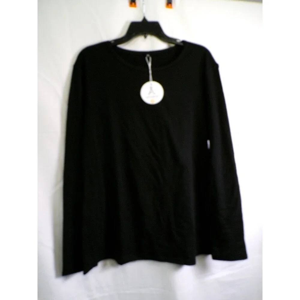 Anrabess Women's Rayon Stretch Long Sleeve T-Shirt TL01785 Size 2XL Black